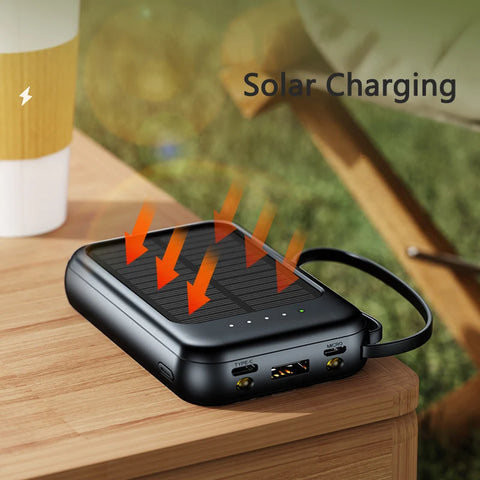 Xiaomi 50000mAh Capacity Solar Power Bank 4 in 1 Built in Cables Comes with LED Lights for Huawei Xiaomi Samsung Apple 2024New