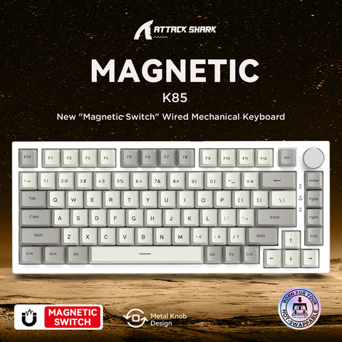 Attack Shark K85 Mag Customisable Mechanical Keyboard,Magnetic Switch,Hot-swappable,Metal Knobs,Suitable for FPS. games,Win&Mac