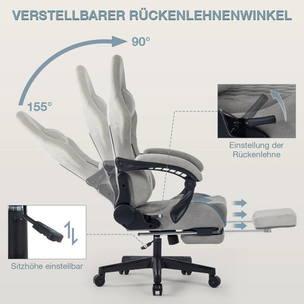 Comfortable Game Chair with Footrest waist support Fabric office chair Ergonomics Game armchair Game armchair Player chair