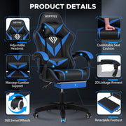 Massage Gaming Chair for Kids Computer Gamer Chair with Footrest and Lumbar Support Reclining PC Office Chair with Headrest