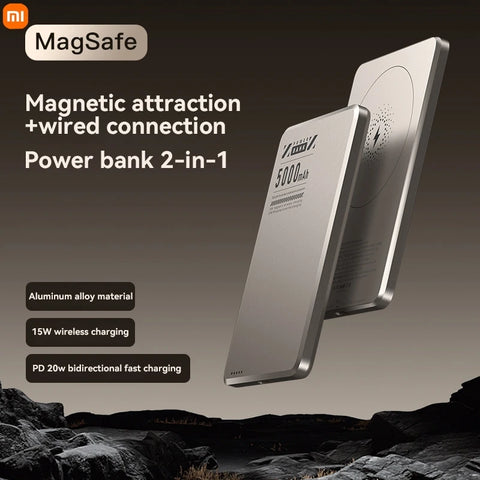 Xiaomi Ultra Slim 5000mAh Wireless Power Bank For Magsafe Fast Charging High Capacity External Battery For iPhone16/15/14/13