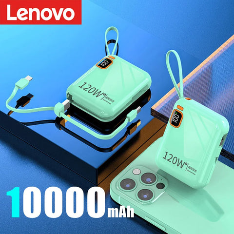 Lenovo 120W Fast Charging 50000mAh Large Capacity Portable Power Bank Cable Two-way Mini Powerbank for iPhone Samsung Huawei