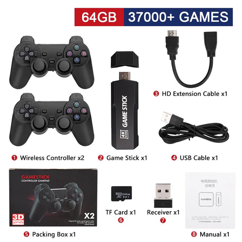 GD10 Game Stick 256G 4K HD Video Game Console Double Wireless 2.4G Controller Retro Console  58000 Games For PSP  Christmas Gift