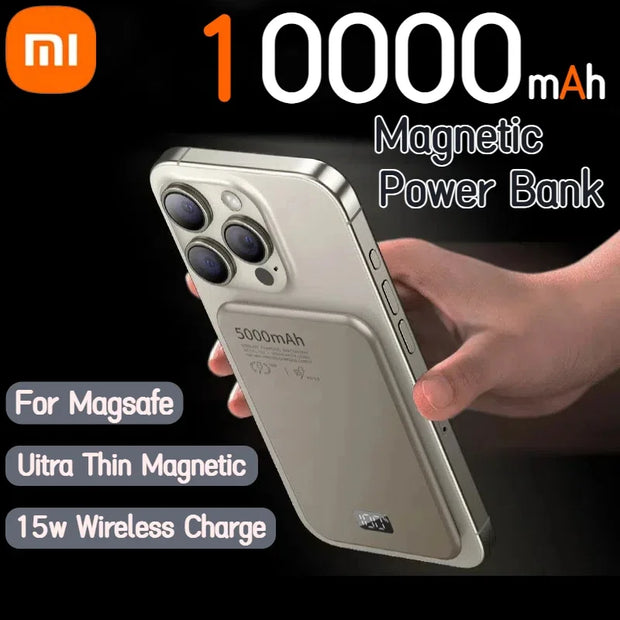 Xiaomi 10000mAh Thin Magnetic Wireless Power Bank High Quality Alloy Fast Charger Portable Battery for Magsafe For iPhone Huawei