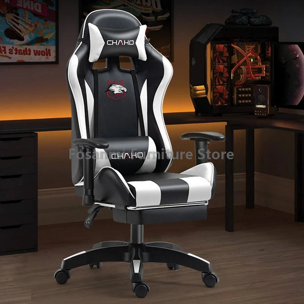 Lift and Swivel Gaming Chair with armrests Home Office Computer High-quality Leather Gamer Chairs Internet Anchor Racing Chair