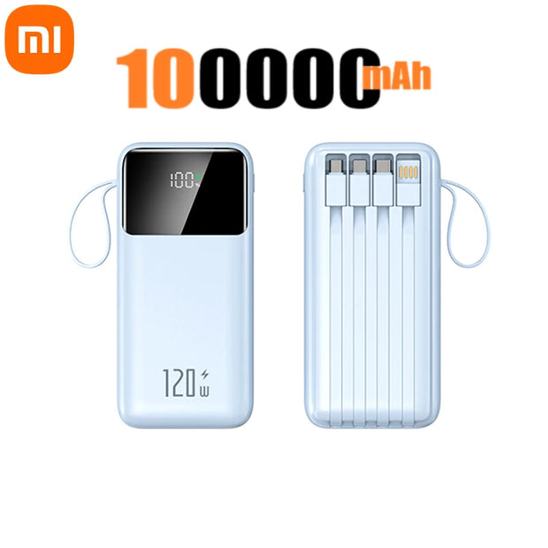 Xiaomi Hot 200000mAh 120W Power Bank Super Fast Charging Powerbank Portable Mobile Power With 4 Wire for iPhone Samsung HUAWEI