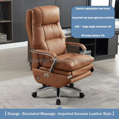 Ergonomic Office Chair With Footrest Adjustable Lumbar Support Angle Computer Chair Soft Comfortable Leather Chair For Gaming