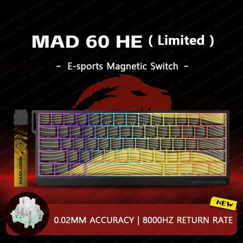 Madlions Mad 60he Mad 68he Wired Mechanical Keyboard Gaming Magnetic Switch RT 0.02mm 8K Polling Rate RGB Hotswap Keyboard