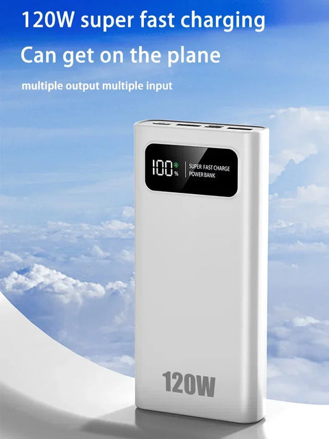 Lenovo 200000mAh High Capacity 120W Power Bank Super Fast Charging Battery Digital Display Power Bank For Iphone Samsung Huawei