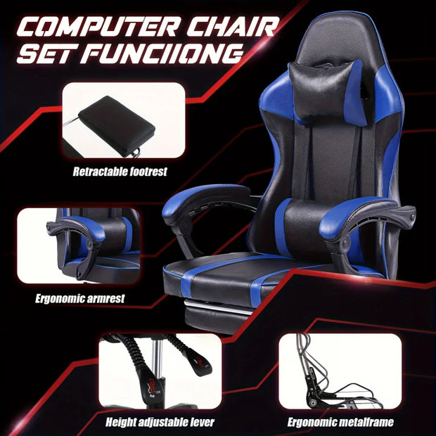 Ergonomic Gaming Chair with Pedal，Racing Style Video Game Chair Suitable for Adults Reclinable Game Chair Office Chair