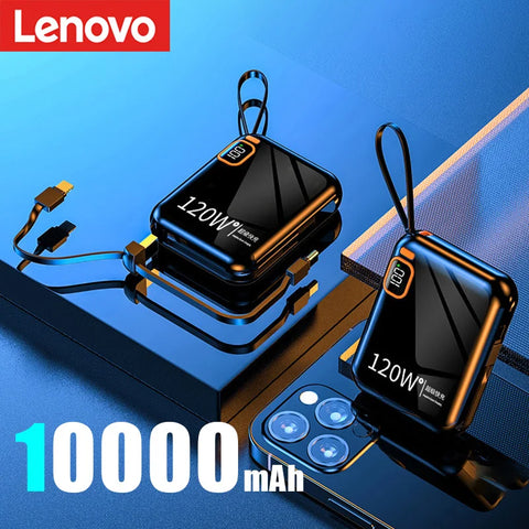 Lenovo 120W Fast Charging 50000mAh Large Capacity Portable Power Bank Cable Two-way Mini Powerbank for iPhone Samsung Huawei