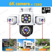 6K WiFi Camera Outdoor Three Lens Three Screen 4X Zoom CCTV Auto Track Security Surveillance Alarm 12MP External IP Cam Yoosee