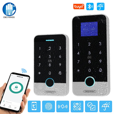 Waterproof Bluetooth Tuya APP Fingerprint Access Controller Standalone RFID Keyboard Touch Keypad 13.56MHz Door Opener System