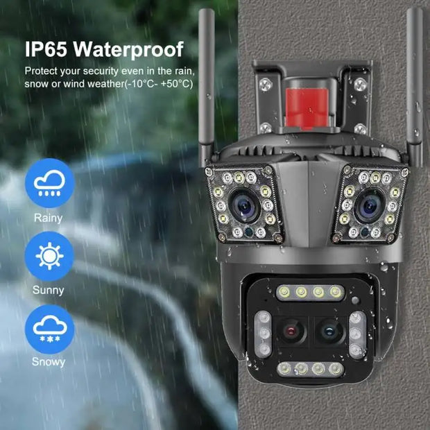 16MP 8K WiFi Camera Outdoor 12X Zoom 360° Surveillance Three Screen CCTV Security Protection 6K 12MP Video Street Camera