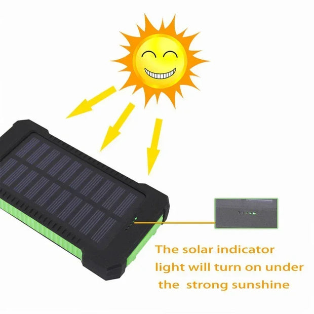 200000mAh Portable Solar Power Bank External Battery Fast Charging Waterproof Powerbank with SOS Flashlight Poverbank for Xiaomi