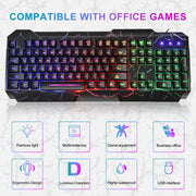 Crack Rainbow Glow Gaming Keyboard& Mouse Set with Backlight Luminous Gaming Peripheral Ergonomic Mechanical Feel Keyboard Mouse