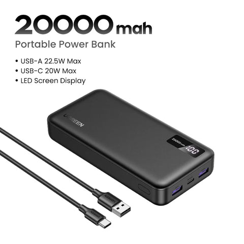 UGREEN 20000/10000mAh PD 20W Power Bank Fast Charge Portable PowerBank for iPhone 16 15 Pro Max Xiaomi Phone External Battery