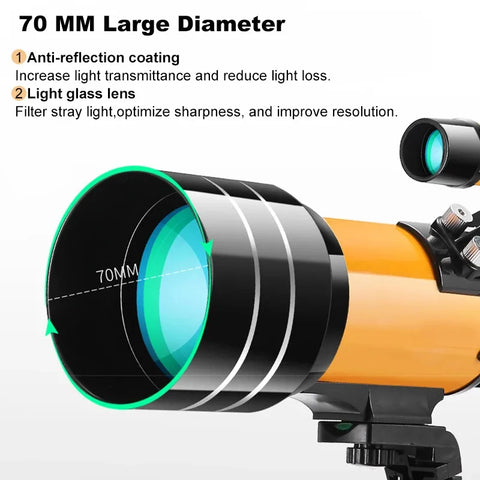 F30070M Professional Astronomical Telescope AZM70300 150 Times Zoom HD High-Power Portable Tripod Night Vision  View  Star Moon