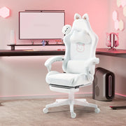 Cute Gaming Chair With Cat Ears And Massage Lumbar Support, Ergonomic Computer Chair With Footrest And Headrest