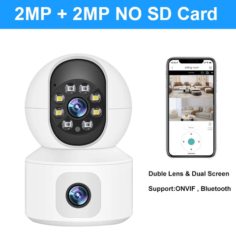 Smar 6MP WiFi Camera with Dual Screens Two-Way Audio Baby Monitor Indoor PTZ IP Cameras CCTV Surveillance Home Security ICSee