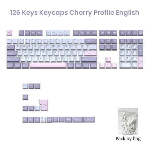 126 Keys Double Shot PBT Cherry Keycaps Mechanical Game Keyboard Wireless for MX Switch Keycap GMK67 GMK87 GMK61 Keyboard Keycap