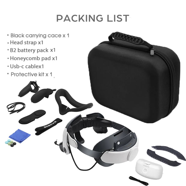 BOBOVR M2 Pro+ Battery Head Strap For Oculus Quest 2 VR Elite Halo Strap with Battery Pack Comfort Adjustable for Meta Quest2 VR