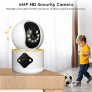 4MP Dual Lens WiFi Camera Dual Screen Baby Monitor Auto Tracking Ai Human Detection Indoor Home secuiryt CCTV Video Surveillance