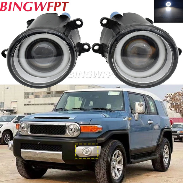 1Pair Led Angel Eye DRL For Toyota FJ Cruiser GSJ1_ 2010~2019 Car Fog Lamp Assy With Lens Daytime Running Light