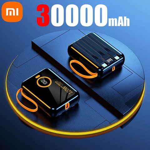 Xiaomi 120W Fast Charging Power Bank 100000mAh Powerbank 3 in 1Built-in Cable External Battery for iPhone Huawei Xiaomi 2024New