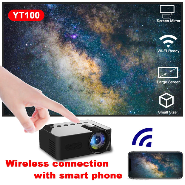 YT100 Projector Mini Portable High Quality with Mirroring Supported for Home Theater