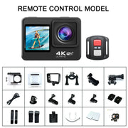 4K Action Camera 60FPS 16MP 2.0 Touch LCD EIS Dual Screen Wi-Fi 170D 30m Waterproof Remote Control 4X Zoom Go Sports Pro Cam